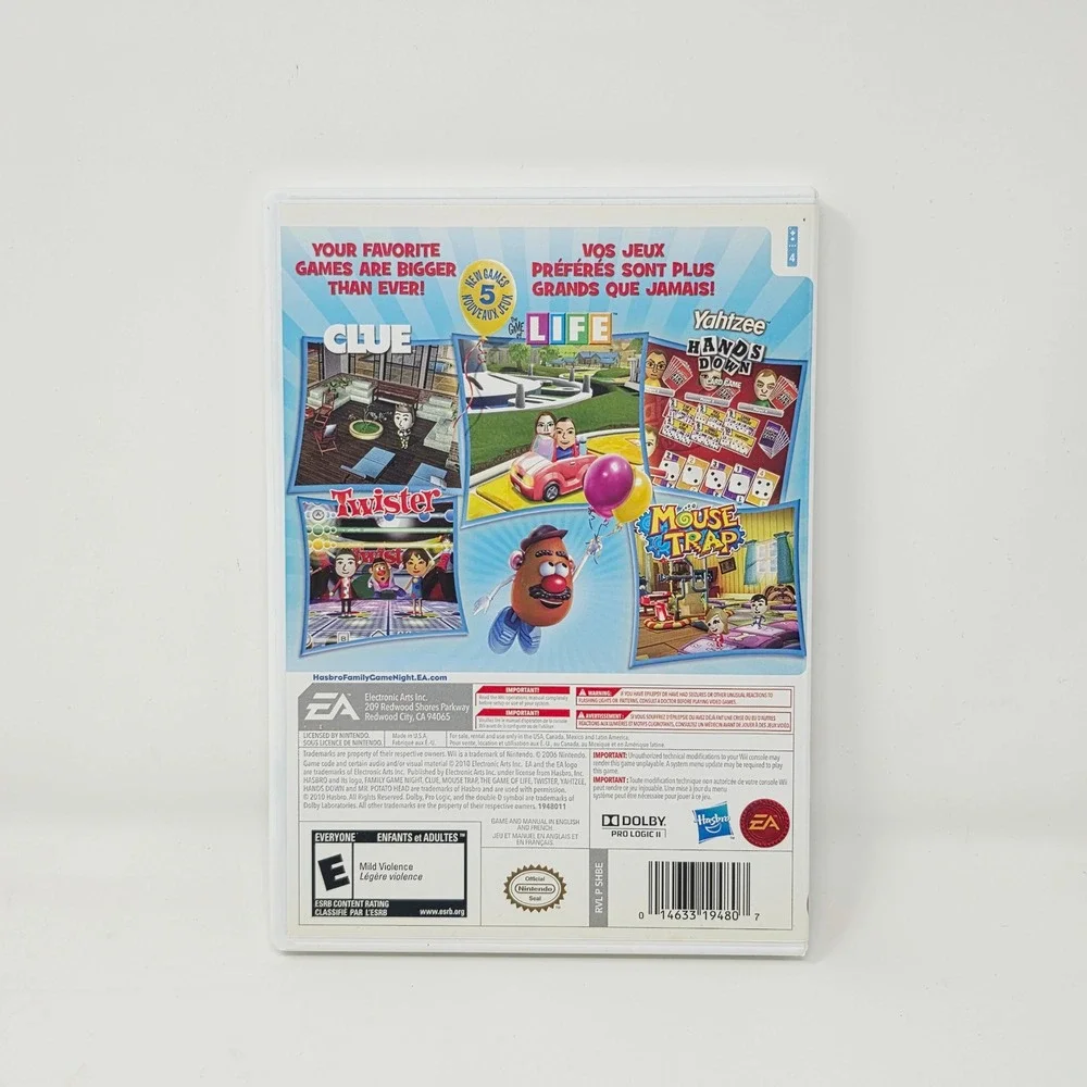 Hasbro Family Game Night 3 Nintendo Wii Complete CIB Clue Game of Life Twister